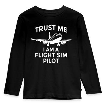 Trust Me I Am A Fight Sim Pilot – Flight Simulator - Kids' Premium Longsleeve Shirt - black - Front - AI Model Kid Male (0cm)