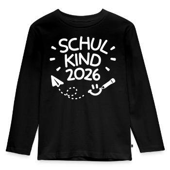 School Child 2026 School Enrollment Back to School - Kids' Premium Longsleeve Shirt - black - Front - AI Model Kid Male (0cm)