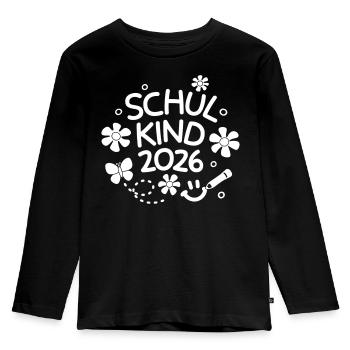 School Child 2026 School Enrollment Back to School - Kids' Premium Longsleeve Shirt - black - Front - AI Model Kid Male (0cm)