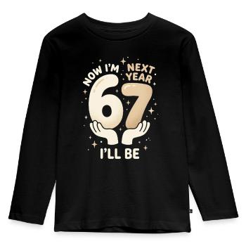 67. Geburtstagsfeier Spaßdesign - Kinder Premium Bio Langarmshirt - Schwarz - Vorne - AI Model Kid Male (0cm)