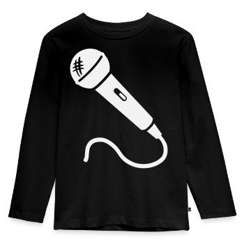 Mikrofon Karaoke Musiker Sänger Mikrophon Singen - Kinder Premium Bio Langarmshirt - Schwarz - Vorne - AI Model Kid Male (0cm)