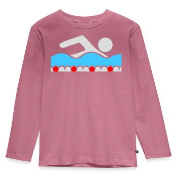 Schwimmer Piktogramm Freistil Welle Pool Sport - Kinder Premium Bio Langarmshirt - Mauve - Vorne - AI Model Kid Female (0cm)