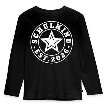 Schulkind 2026 Einschulung Unisex Geschenkidee - Kinder Premium Bio Langarmshirt - Schwarz - Vorne - AI Model Kid Male (0cm)