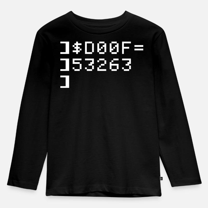 DOOF Nerd Terminal Pixel Terminal Nerd a 8 bit - Maglia a maniche lunghe ecologica premium per bambini - nero