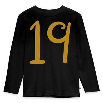 19 - Kinder Premium Bio Langarmshirt - Schwarz - Vorne - AI Model Kid Male (0cm)