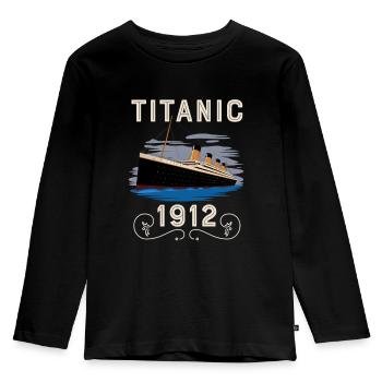 Titanic Vintage Design Titanic Experte Titanic Boys - Kinder Premium Bio Langarmshirt - Schwarz - Vorne - AI Model Kid Male (0cm)