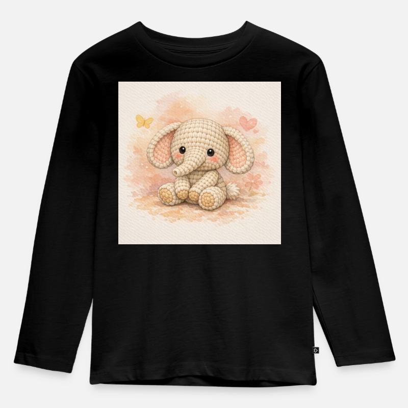 Garnelefant - Kinder Premium Bio Langarmshirt - Schwarz