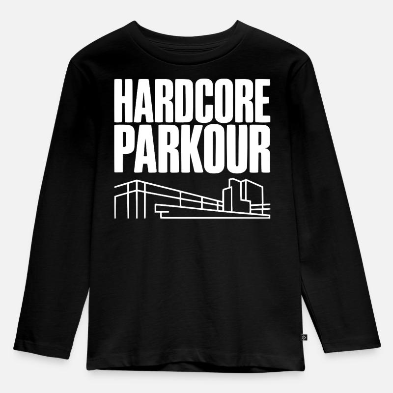 Hardcore Parkour - Kinder Premium Bio Langarmshirt - Schwarz