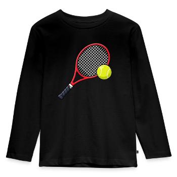 Tennis racket with tennis ball - Kids' Premium Longsleeve Shirt - black - Front - AI Model Kid Male (0cm)
