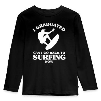 Ich habe meinen Abschluss gemacht. Kann ich jetzt wieder surfen. - Kinder Premium Bio Langarmshirt - Schwarz - Vorne - AI Model Kid Male (0cm)