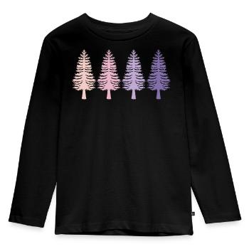 Trees Retro Forest Nature Conservation - Kids' Premium Longsleeve Shirt - black - Front - AI Model Kid Male (0cm)
