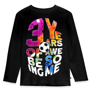 3 YEARS OF BEING AWESOME FOOTBALL 3RD BIRTHDAY - Kids' Premium Longsleeve Shirt - black - Front - AI Model Kid Male (0cm)