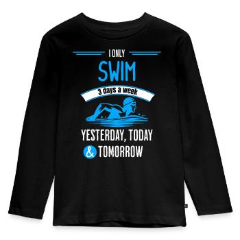 3 Days A Week Swimming - Kids' Premium Longsleeve Shirt - black - Front - AI Model Kid Male (0cm)
