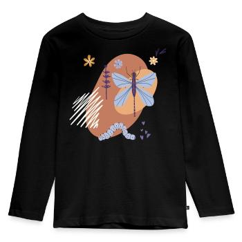 Libelle in der Natur - Kinder Premium Bio Langarmshirt - Schwarz - Vorne - AI Model Kid Male (0cm)