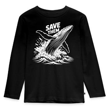 Protéger les baleines - T-shirt manches longues Premium Enfant - noir - Devant - AI Model Kid Male (0cm)