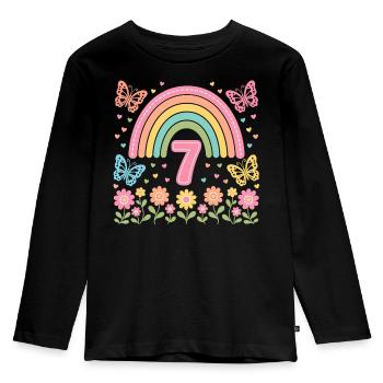 Birthday 7 Girl Rainbow - Kids' Premium Longsleeve Shirt - black - Front - AI Model Kid Male (0cm)