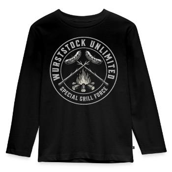Sausage stick Grill - Kids' Premium Longsleeve Shirt - black - Front - AI Model Kid Male (0cm)