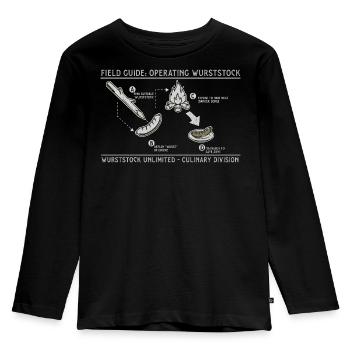 Sausage stick Field Guide Grill Art - Kids' Premium Longsleeve Shirt - black - Front - AI Model Kid Male (0cm)