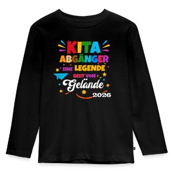 Kita Abgänger Legende  - Kinder Premium Bio Langarmshirt - Schwarz - Vorne - AI Model Kid Male (0cm)