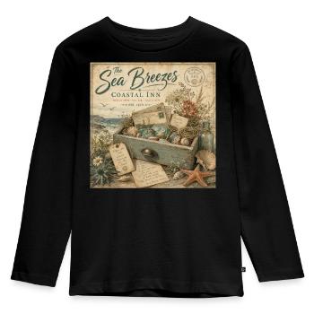 The Sea Breezes Coastal Inn Vintage Poster Decoration - Kids' Premium Longsleeve Shirt - black - Front - AI Model Kid Male (0cm)