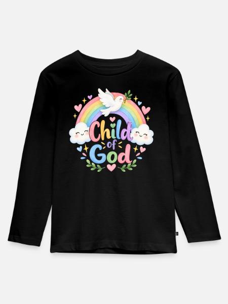 Kind Gottes Regenbogen Kunst - Kinder Premium Bio Langarmshirt - Schwarz