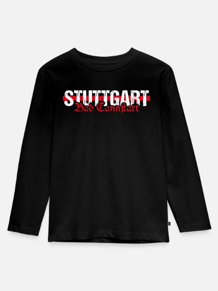 Stuttgart Bad Cannstatt altdeutsch - Kinder Premium Bio Langarmshirt - Schwarz