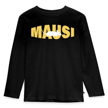 MAUSI - Kinder Premium Bio Langarmshirt - Schwarz - Vorne - AI Model Kid Male (0cm)