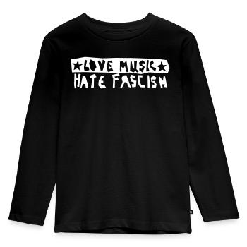 Love Music Hate Fascism - Kids' Premium Longsleeve Shirt - black - Front - AI Model Kid Male (0cm)