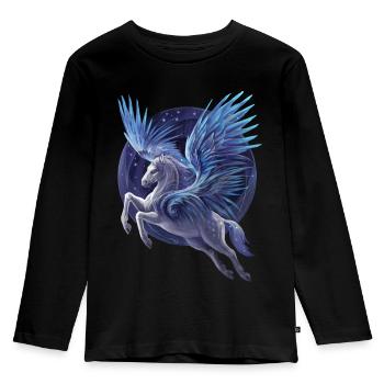 Pegasus - Kinder Premium Bio Langarmshirt - Schwarz - Vorne - AI Model Kid Male (0cm)