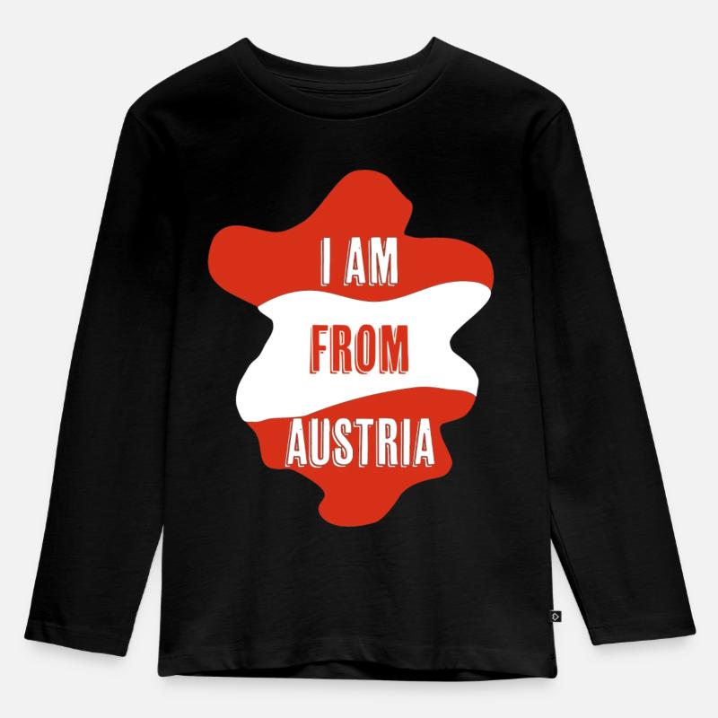 I am from AUSTRIA - Kinder Premium Bio Langarmshirt - Schwarz