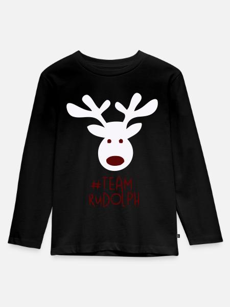 Team Rudolf - Kinder Premium Bio Langarmshirt - Schwarz
