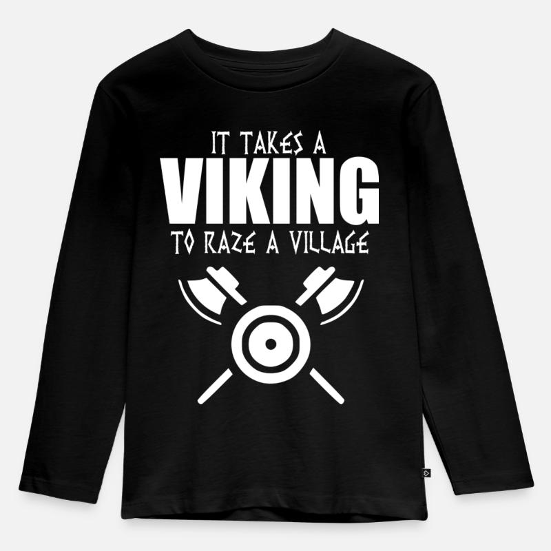 Es braucht ein Wikinger-Sprichwort - Kinder Premium Bio Langarmshirt - Schwarz