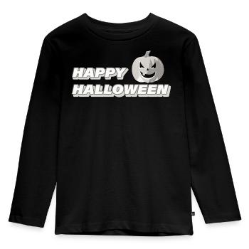 HAPPY HALLOWEEN - Kinder Premium Bio Langarmshirt - Schwarz - Vorne - AI Model Kid Male (0cm)