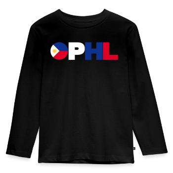 Philippinen - Kinder Premium Bio Langarmshirt - Schwarz - Vorne - AI Model Kid Male (0cm)