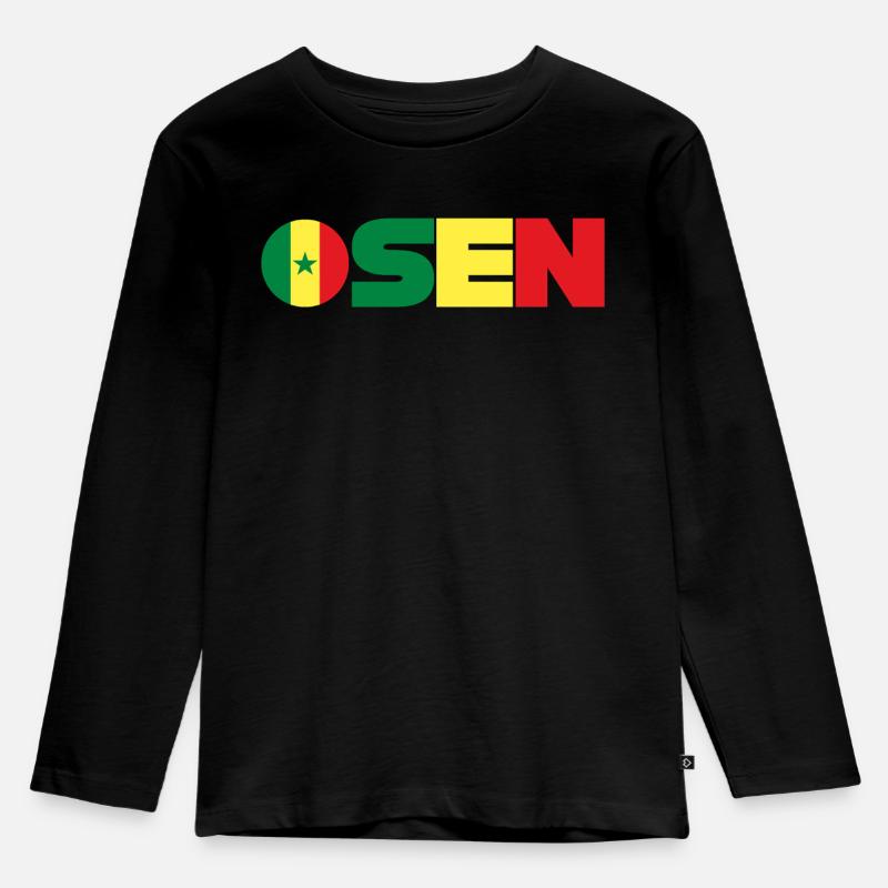 Senegal - Kinder Premium Bio Langarmshirt - Schwarz