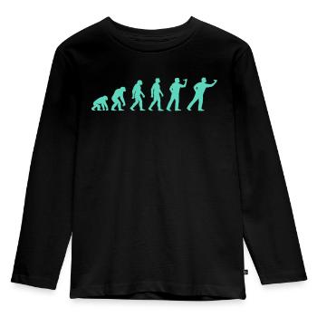 Fortschrittliche Evolutionssilhouette - Kinder Premium Bio Langarmshirt - Schwarz - Vorne - AI Model Kid Male (0cm)