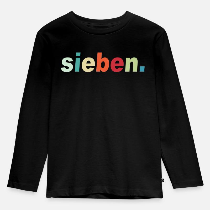 7. Geburtstag Kind Geschenk - Kinder Premium Bio Langarmshirt - Schwarz
