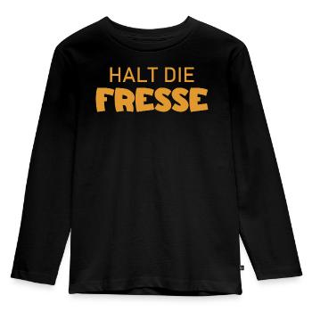 Halt die Fresse - Cooler Spruch - Kinder Premium Bio Langarmshirt - Schwarz - Vorne - AI Model Kid Male (0cm)