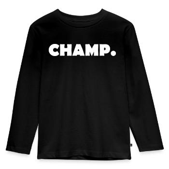 CHAMP - Kinder Premium Bio Langarmshirt - Schwarz - Vorne - AI Model Kid Male (0cm)