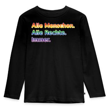All people. All rights reserved. Always. – Pride Stateme - Kids' Premium Longsleeve Shirt - black - Front - AI Model Kid Male (0cm)