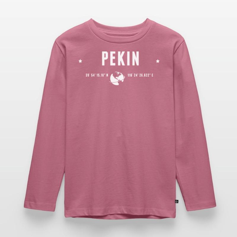 Beijing Stylized Geographical Coordinates Kids' Premium Longsleeve Shirt