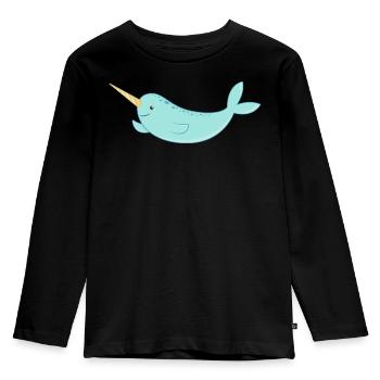 Narwal - Kinder Premium Bio Langarmshirt - Schwarz - Vorne - AI Model Kid Male (0cm)