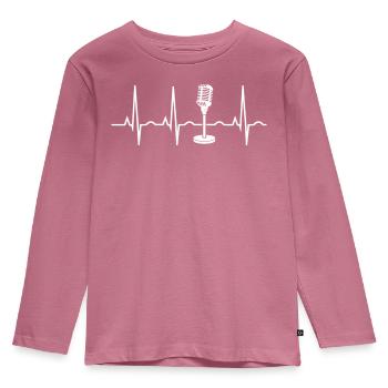 Microphone Heartbeat - Kids' Premium Longsleeve Shirt - mauve - Front - AI Model Kid Female (0cm)