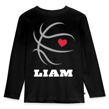 Liam Bedeutung Jungennamen mit L Basketballschuhe - Kinder Premium Bio Langarmshirt - Schwarz - Vorne - AI Model Kid Male (0cm)