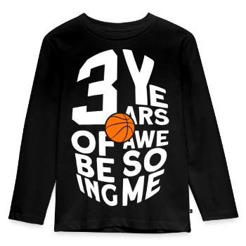 3 YEARS OF BEING AWESOME BASKETBALL 3. GEBURTSTAG - Kinder Premium Bio Langarmshirt - Schwarz - Vorne - AI Model Kid Male (0cm)