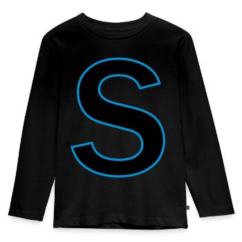 Buchstaben s Vektor - Kinder Premium Bio Langarmshirt - Schwarz - Vorne - AI Model Kid Male (0cm)