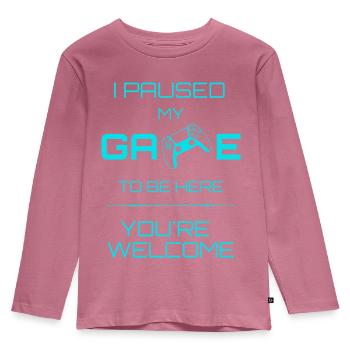 I paused my game to be here - Blue - Kids' Premium Longsleeve Shirt - mauve - Front - AI Model Kid Female (0cm)