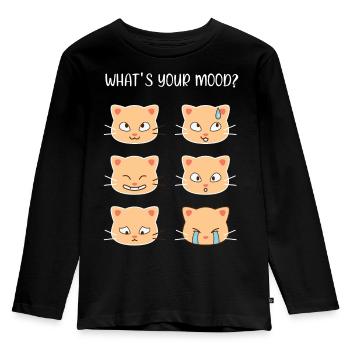 Katzen - wie ist deine Stimmung? - Kinder Premium Bio Langarmshirt - Schwarz - Vorne - AI Model Kid Male (0cm)