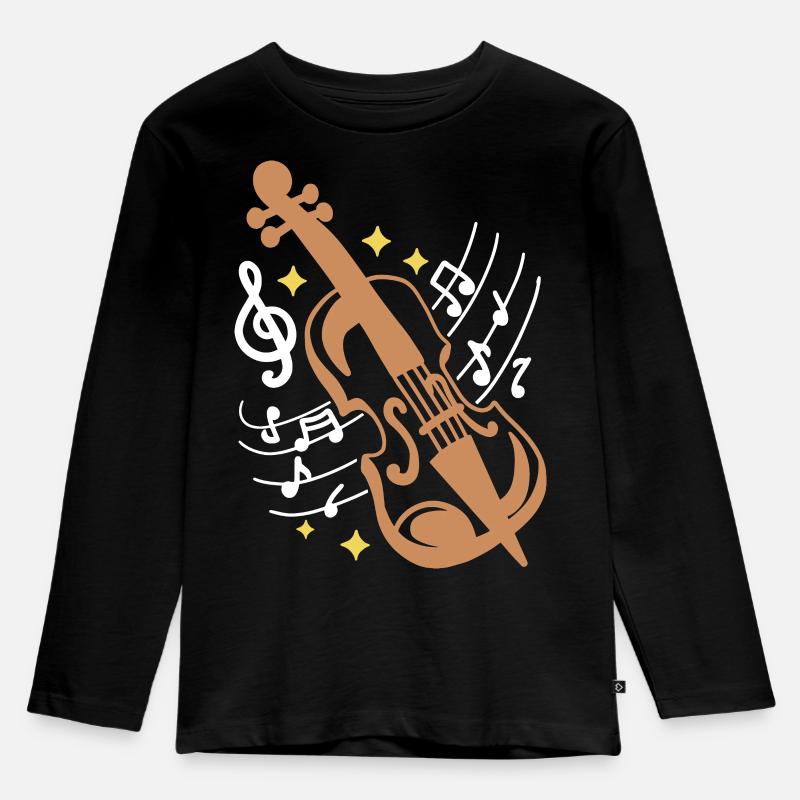 Geige Geiger - Kinder Premium Bio Langarmshirt - Schwarz