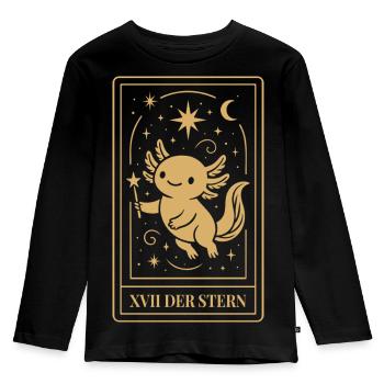 Axolotl Tarotkarte - Der Stern (XVII) - Kinder Premium Bio Langarmshirt - Schwarz - Vorne - AI Model Kid Male (0cm)